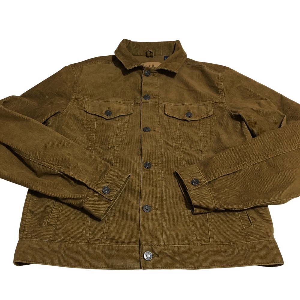GAP Denim Corduroy Trucker Jacket Men Medium Brown Button Front